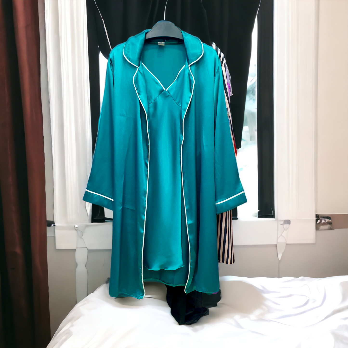 Silk Gown and Dress 2PC PJ Set