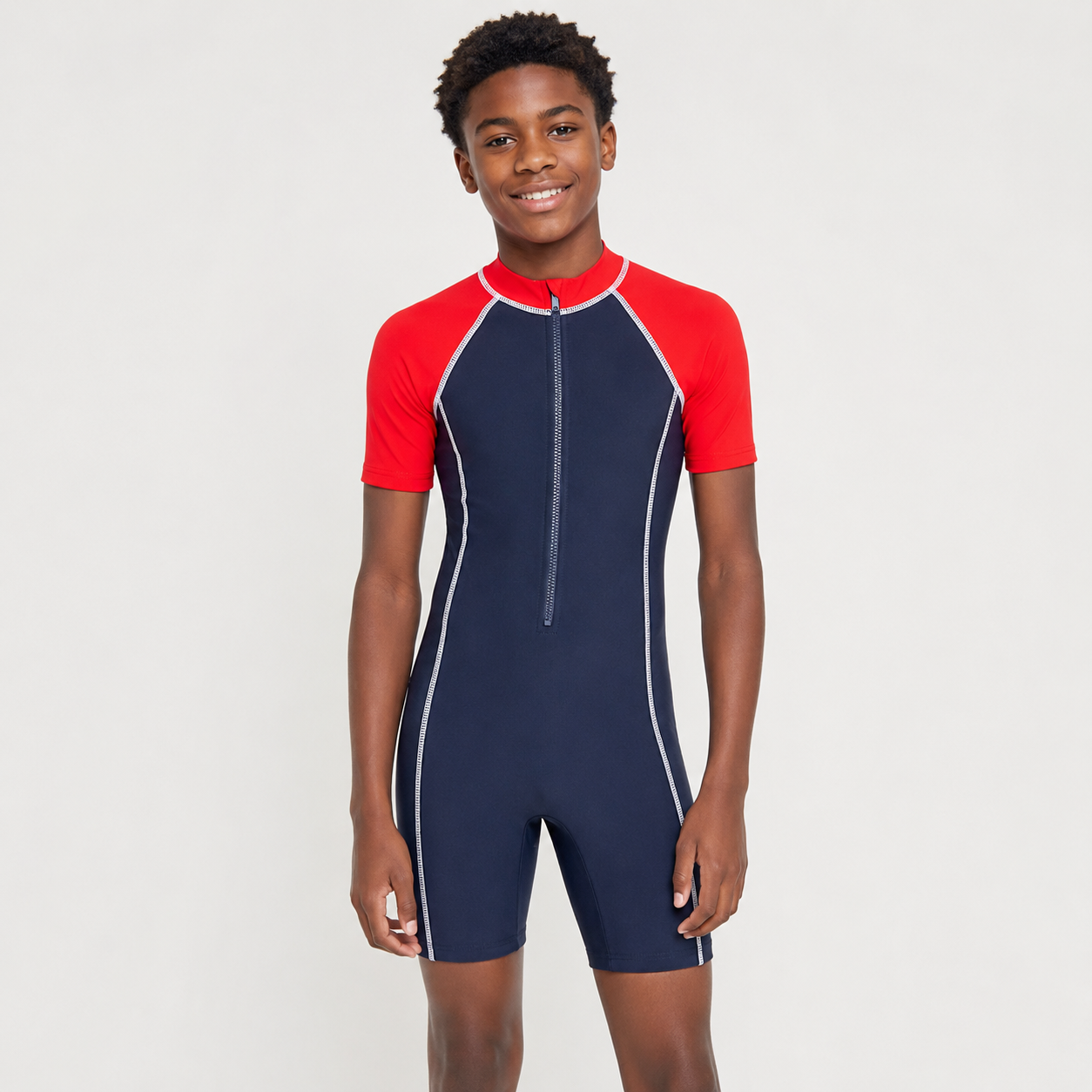 Overwave Boys' Colourblock Zip Front Swimsuit