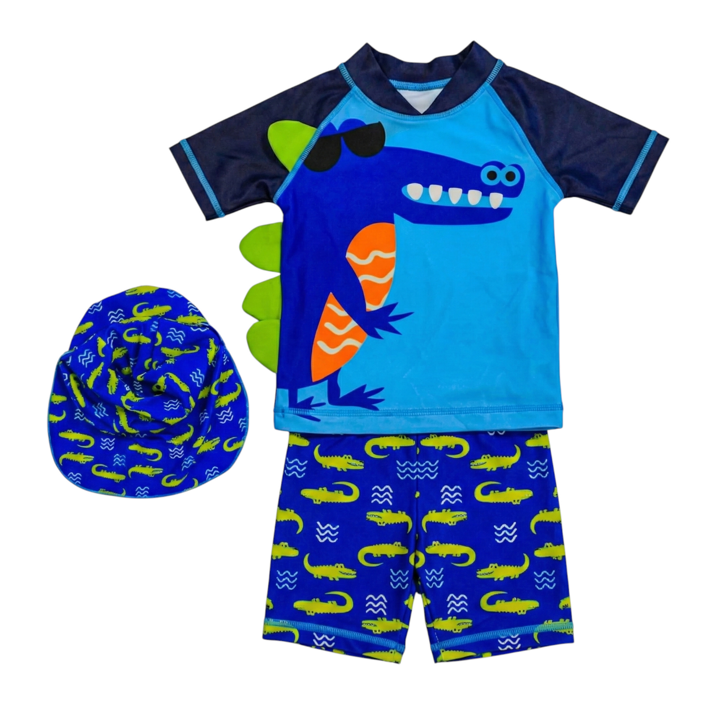 Boys Two-Piece Swimsuit with Cap