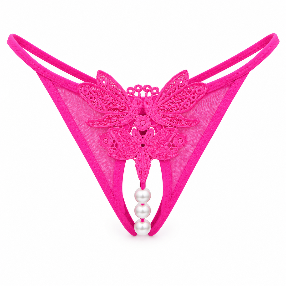 Blushing Butterfly Lace Pearl Thong