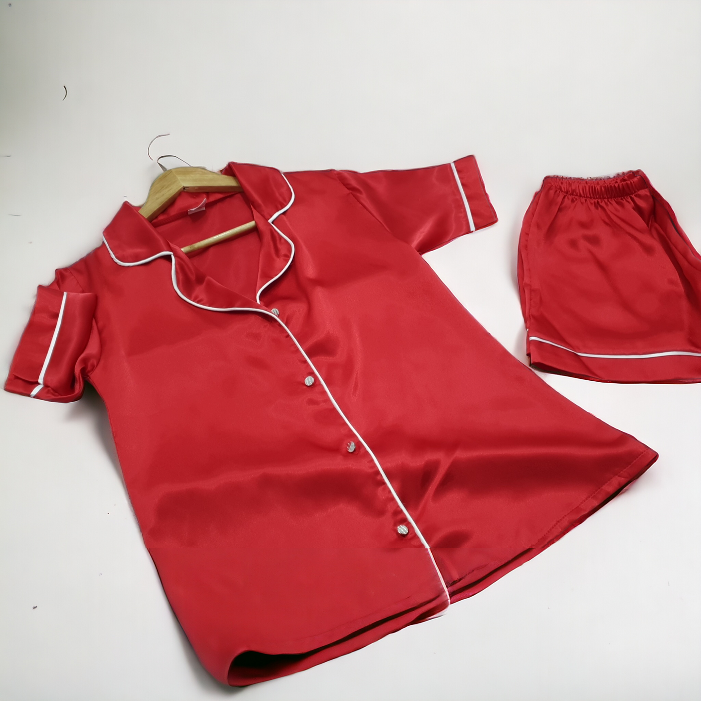 Silk Shirt and Short PJ Set