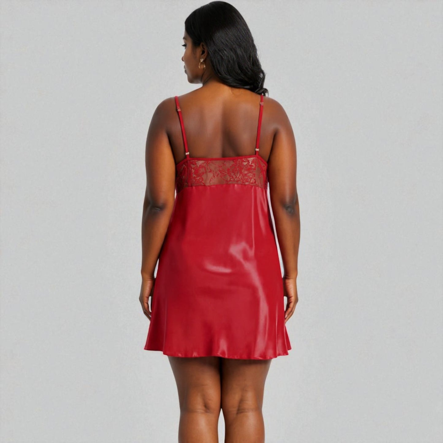 Plus Size Satin Babydoll Lace Nightdress