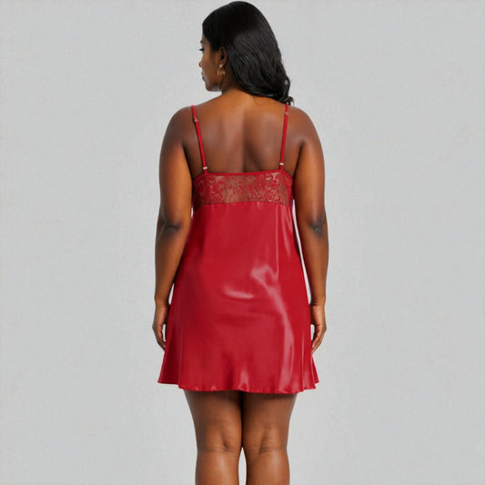 Plus Size Satin Babydoll Lace Nightdress