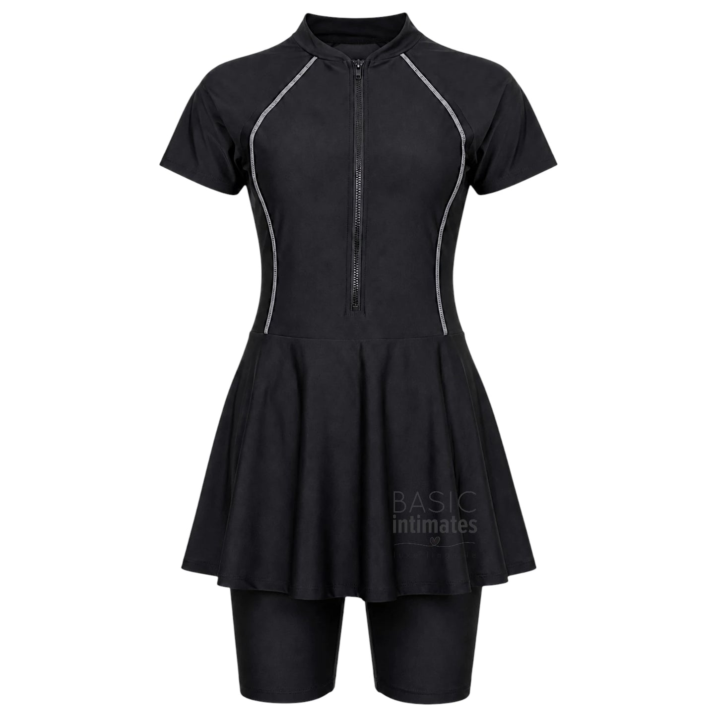 Overwave Zip-Front Modest Swim Dress Set