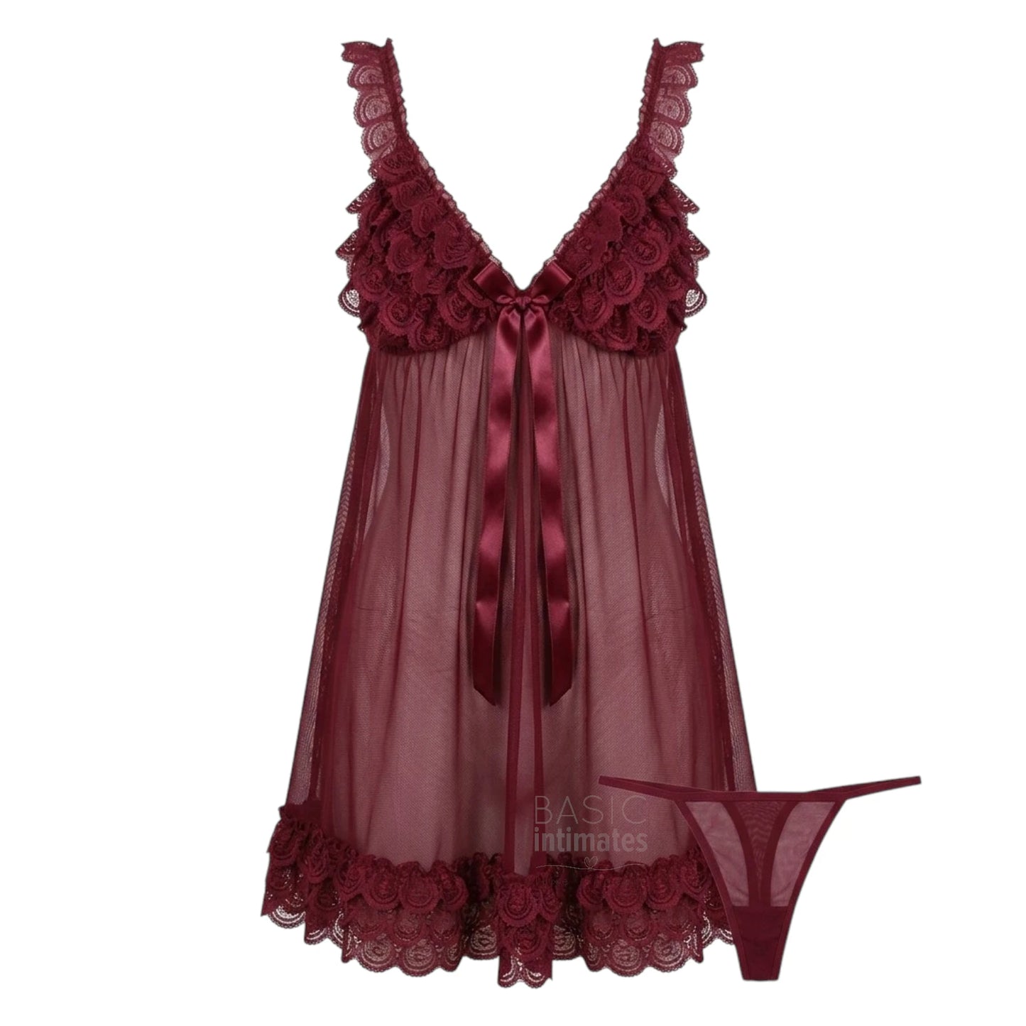 Rosabelle Lace Babydoll & Thong Set