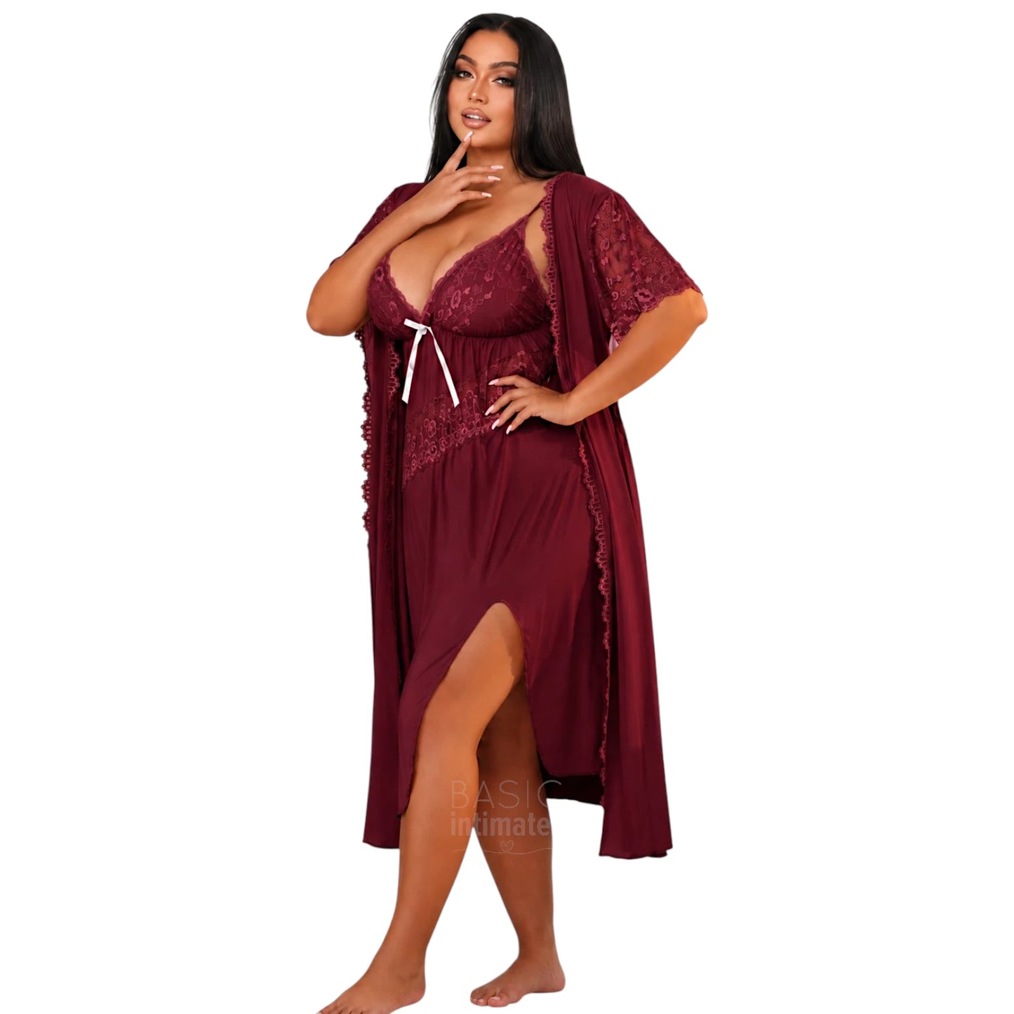 Bella Curve Plus Size Nightgown & Robe Set