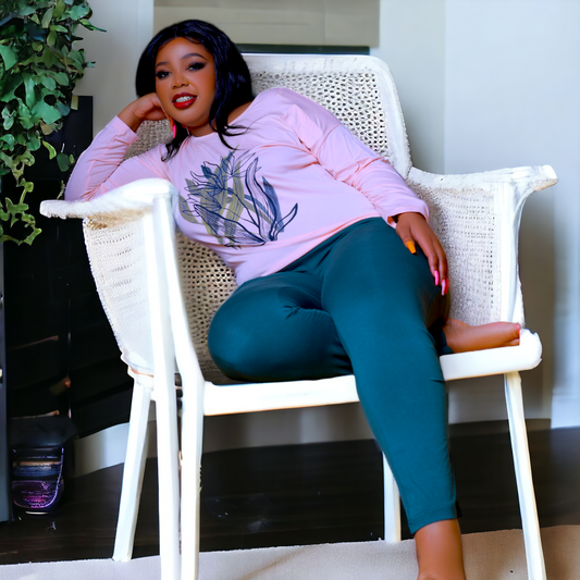 Long Sleeve Pink and Green Pyjama Set