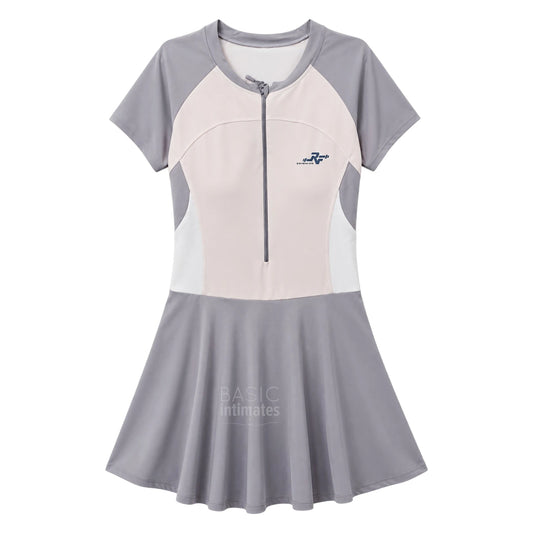 Raya Girls' Modest Short Sleeve Swim Dress