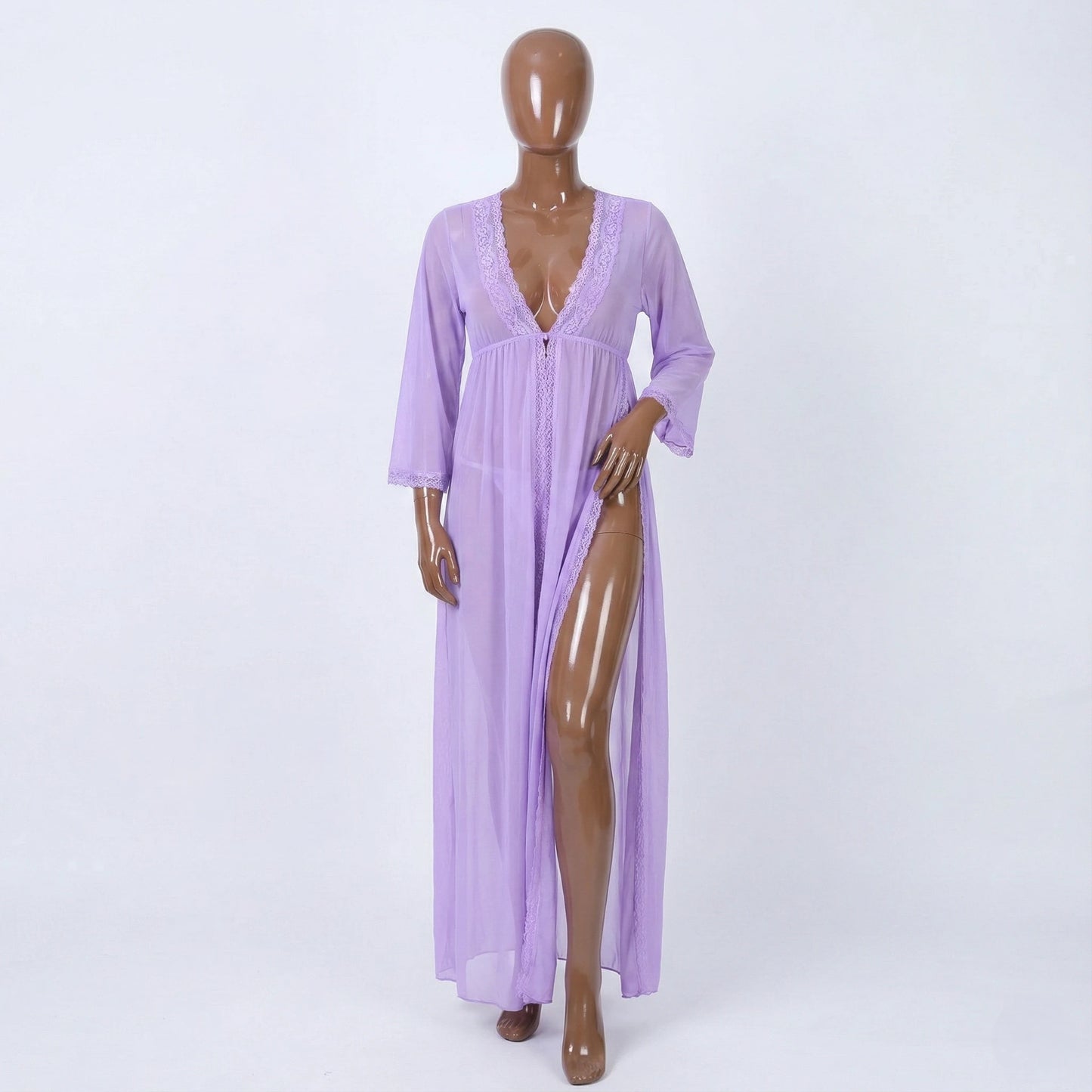 Elegant Lace Mesh Split Dress