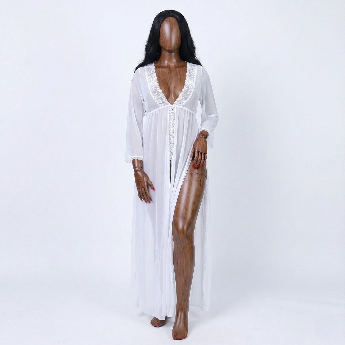 Elegant Lace Mesh Split Dress