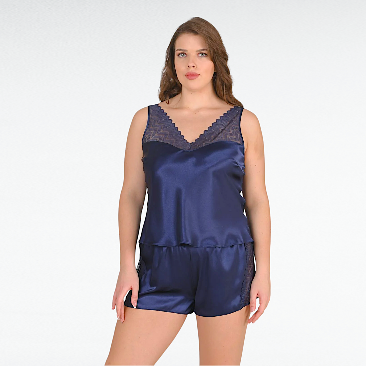 Plus Size Silk Babydoll Shorts Set