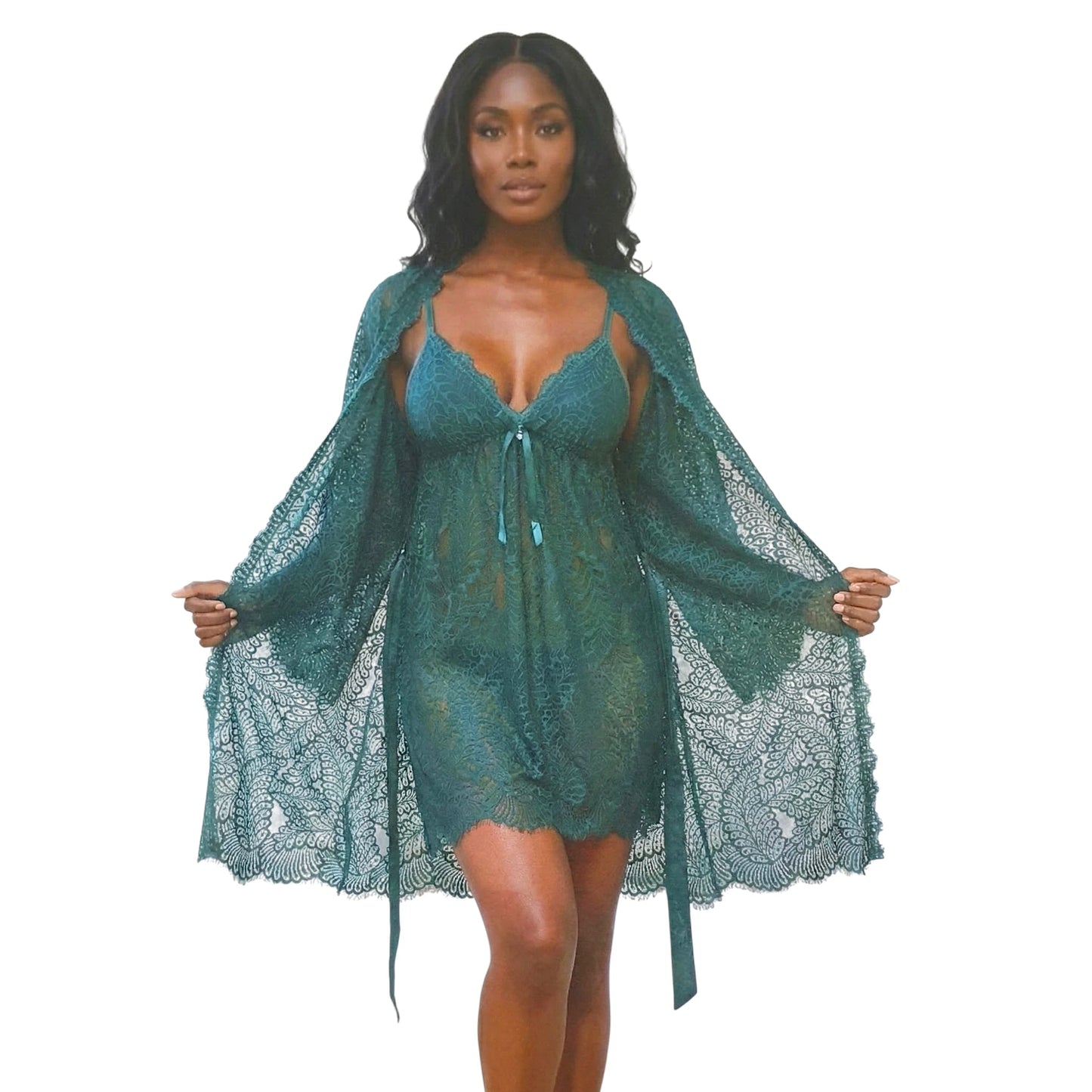 Allure Chemise, Robe, & G-String Set