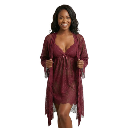 Allure Chemise, Robe, & G-String Set