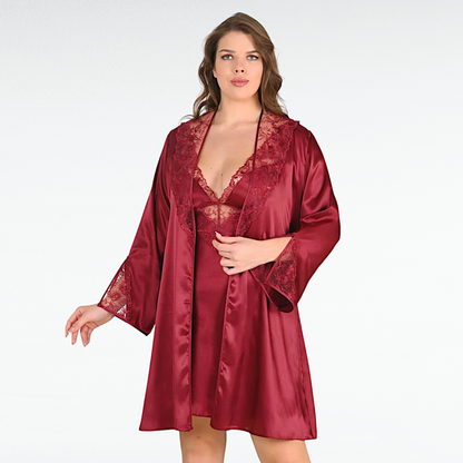 Plus Size Satin 2PC Gown Set