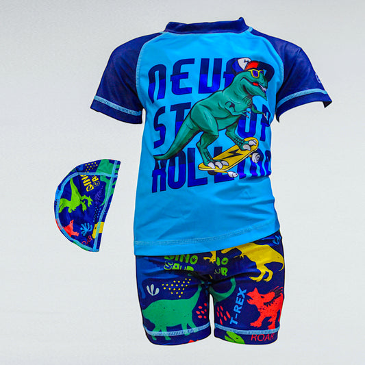 Boys' Two-Piece Swimsuit with Cap