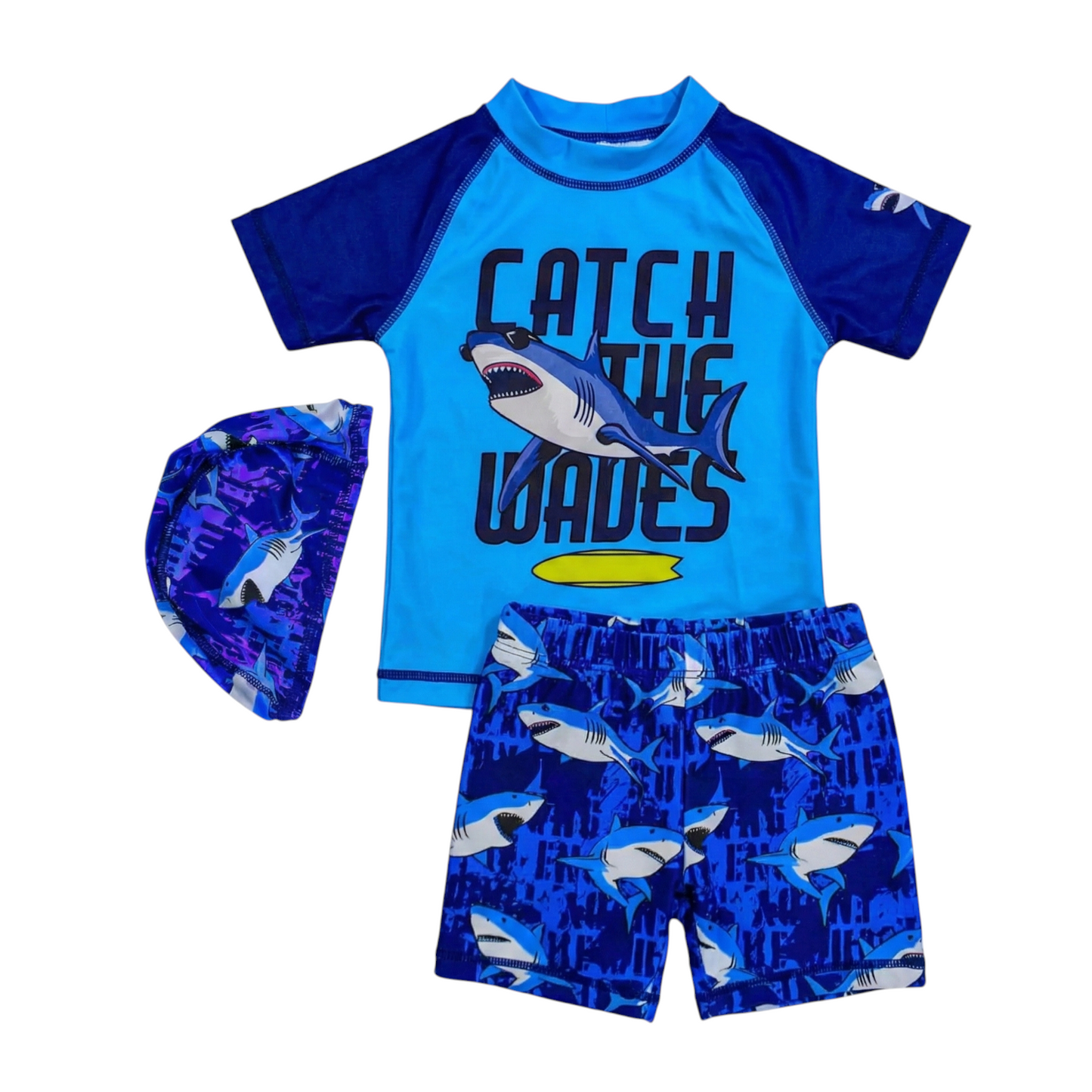 Boys Two-Piece Swimsuit with Cap