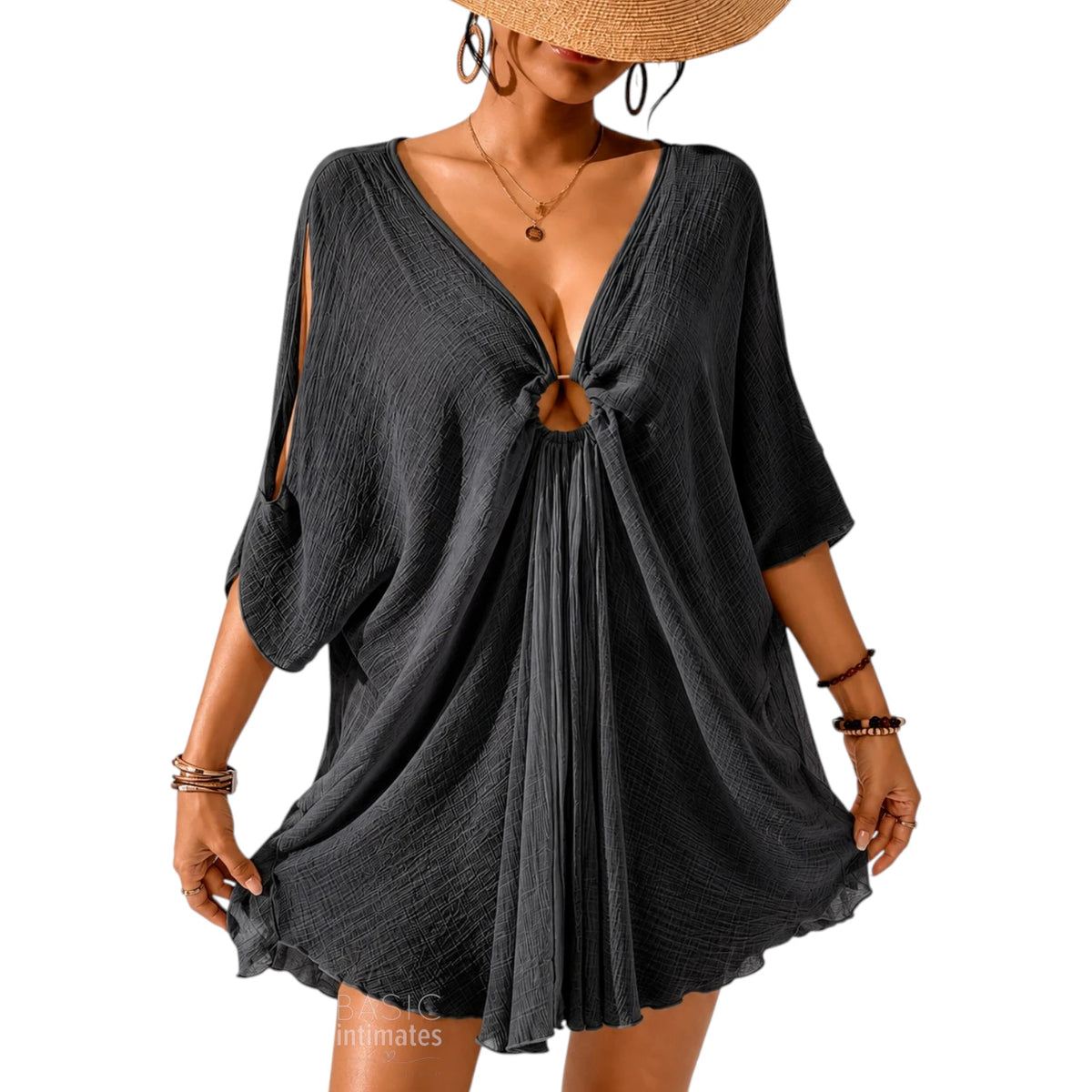 Camellia Flowing Tie-Front Cover-Up