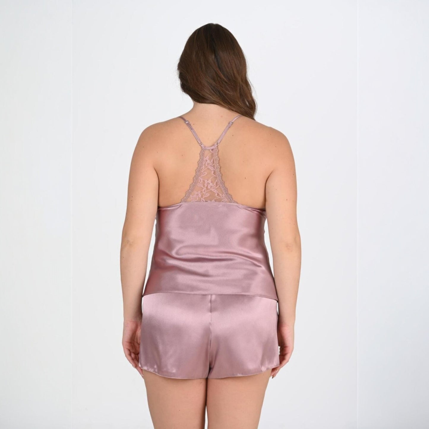 Plus Size Mink Satin Babydoll Shorts Set