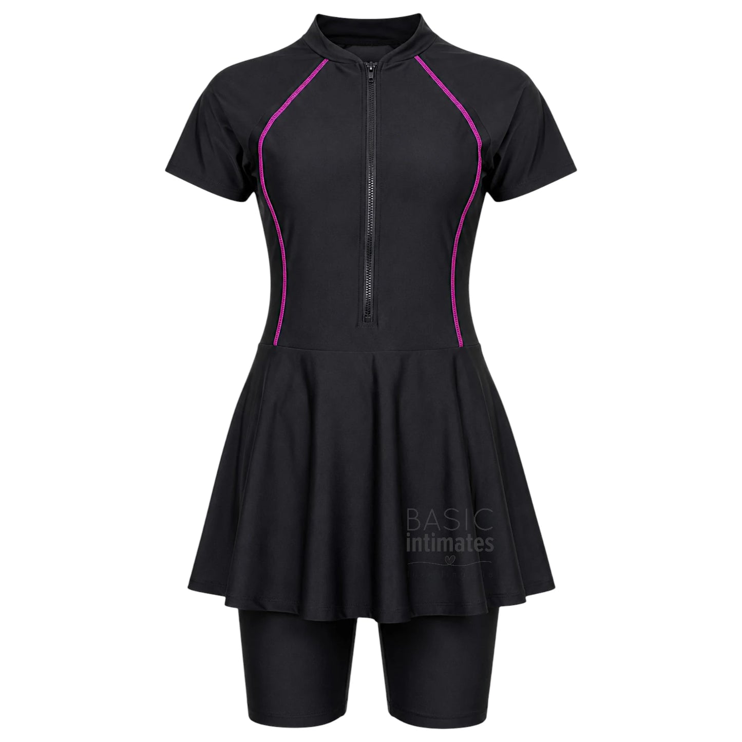 Overwave Zip-Front Modest Swim Dress Set