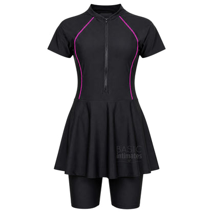 Overwave Zip-Front Modest Swim Dress Set