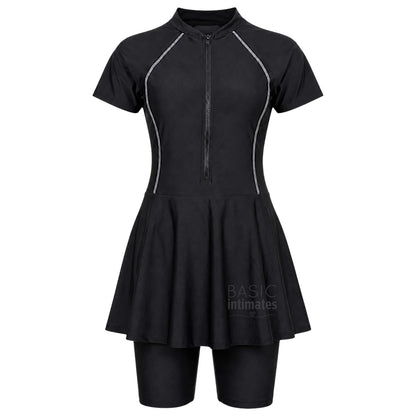 Overwave Zip-Front Modest Swim Dress Set