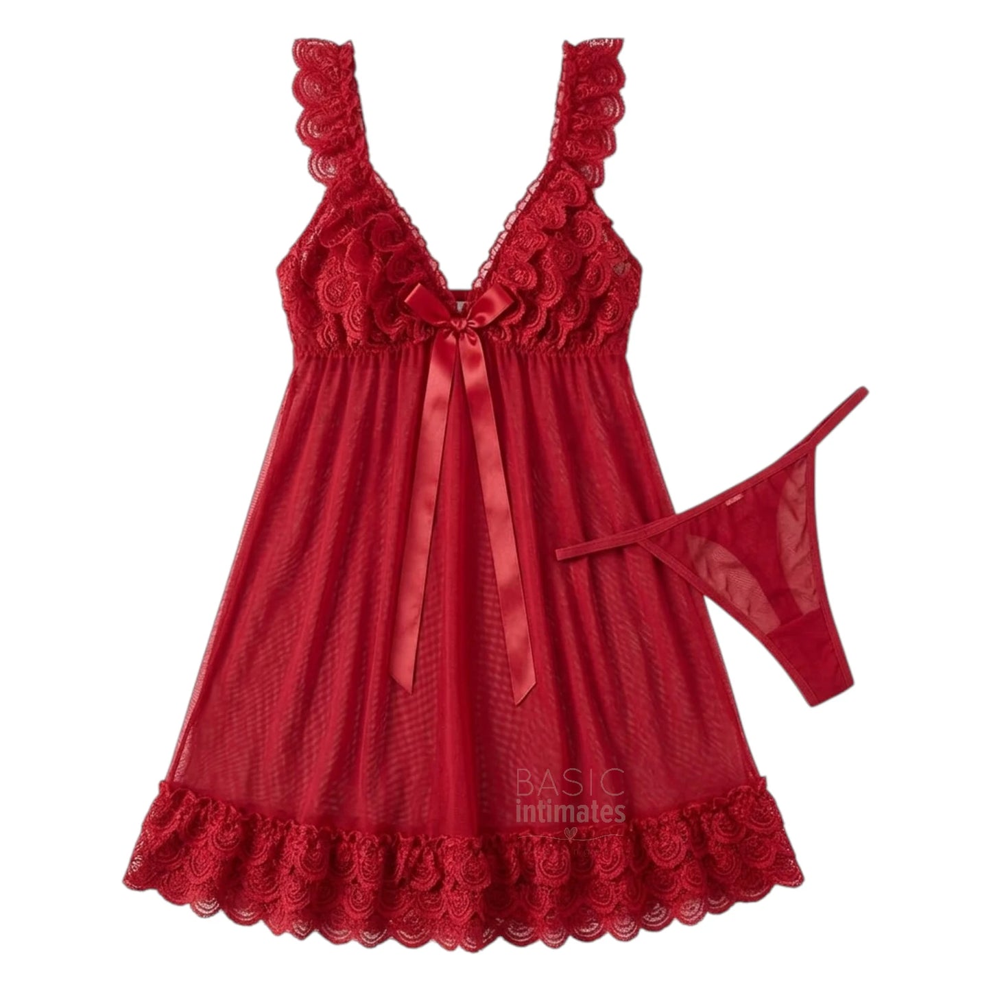 Rosabelle Lace Babydoll & Thong Set