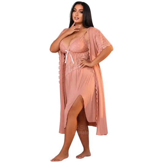 Bella Curve Plus Size Nightgown & Robe Set