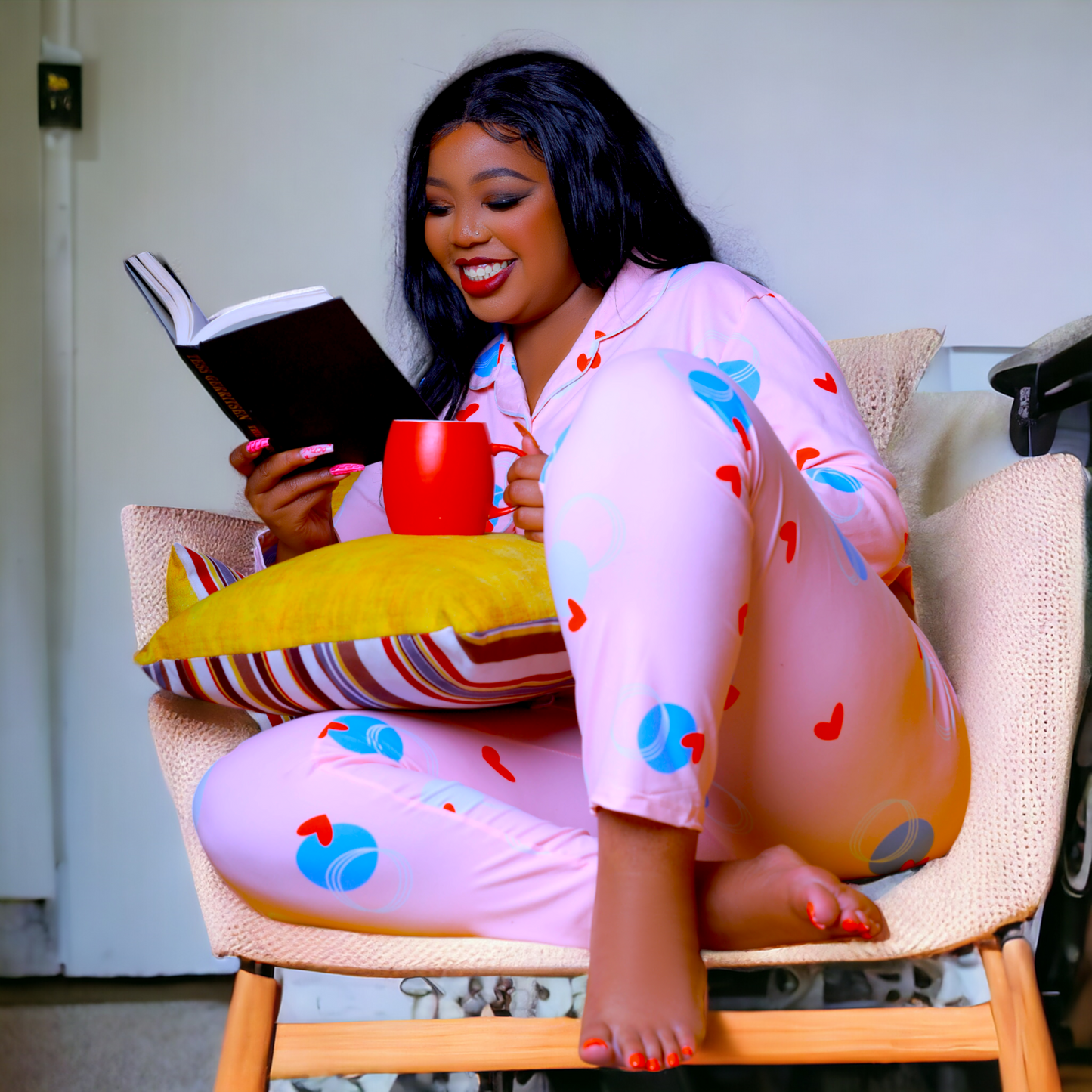 Heart Printed Soft Long Sleeve Pyjama Set