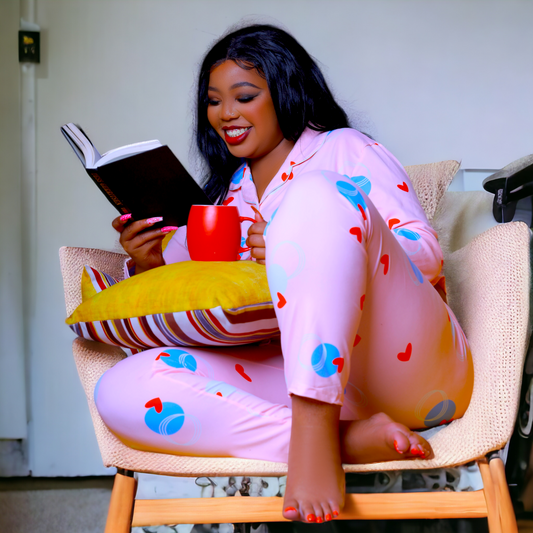 Heart Printed Soft Long Sleeve Pyjama Set