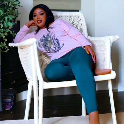Long Sleeve Pink and Green Pyjama Set