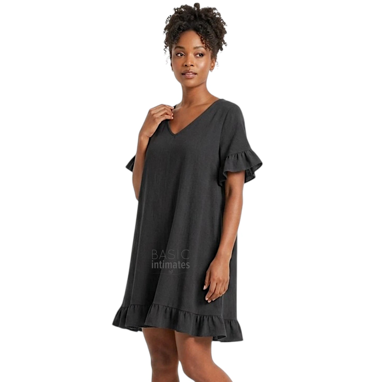 Breeze Ruffle Linen-Cotton Coverup