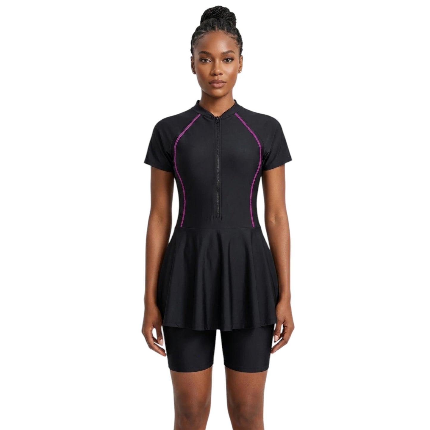 Overwave Zip-Front Modest Swim Dress Set