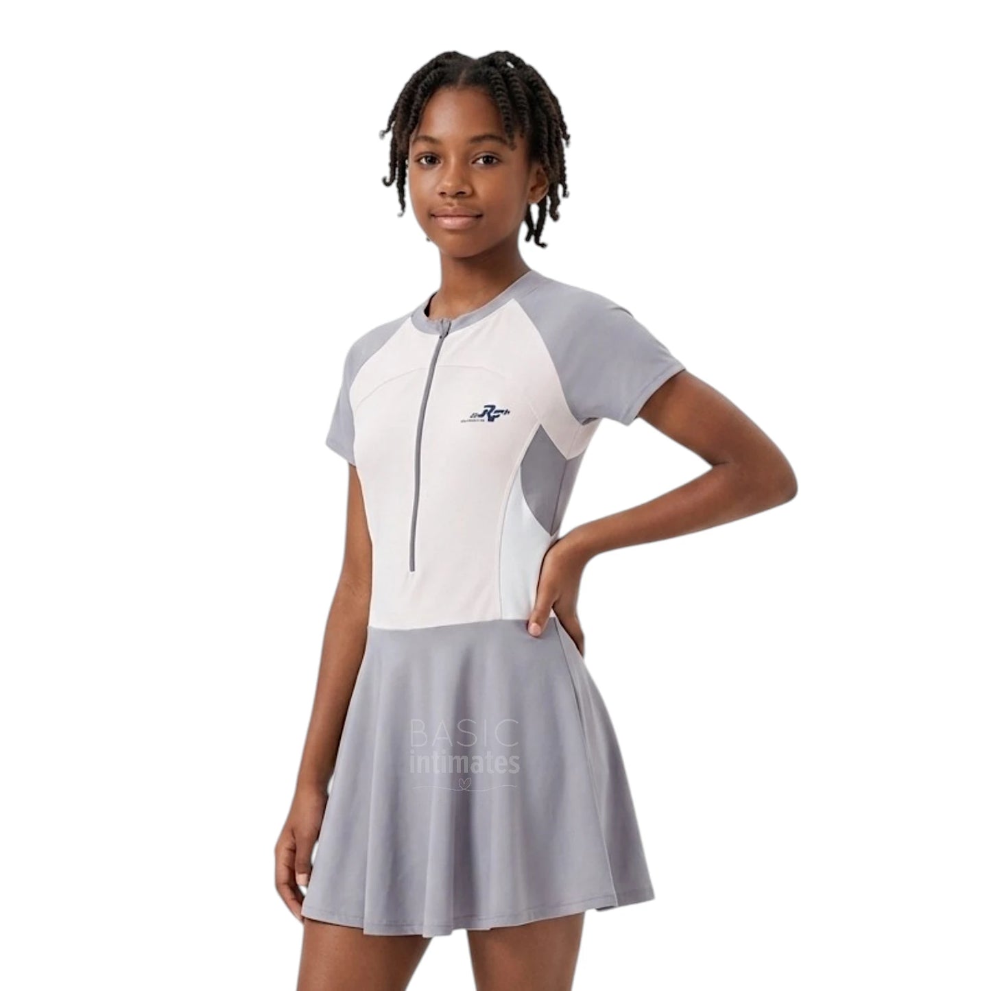 Raya Girls' Modest Short Sleeve Swim Dress